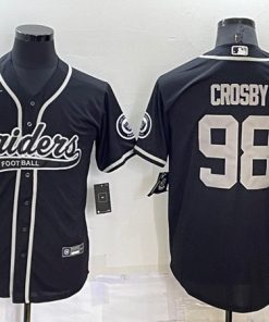 Men's Las Vegas Raiders #98 Maxx Crosby Black Cool Base Stitched Baseball Jersey