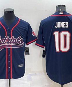 Men's New England Patriots #10 Mac Jones Navy Cool Base Stitched Baseball Jersey