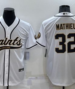 Men's New Orleans Saints #32 Tyrann Mathieu White Cool Base Stitched Baseball Jersey