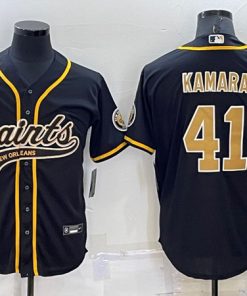 Men's New Orleans Saints #41 Alvin Kamara Black Cool Base Stitched Baseball Jersey