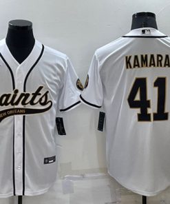 Men's New Orleans Saints #41 Alvin Kamara White Cool Base Stitched Baseball Jersey