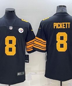 Men's Pittsburgh Steelers #8 Kenny Pickett Black Color Rush Stitched Jersey