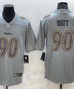 Men's Pittsburgh Steelers #90 T.J. Watt Gray Atmosphere Fashion Stitched Jersey