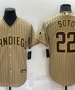 Men's San Diego Padres #22 Juan Soto Brown Cool Base Stitched Baseball Jersey