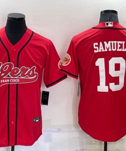 Men's San Francisco 49ers #19 Deebo Samuel Red Cool Base Stitched Baseball Jersey