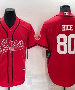Men's San Francisco 49ers #80 Jerry Rice Red Cool Base Stitched Baseball Jersey