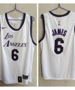 NBA los Angeles 6 Lebron James White Nike Men Jersey