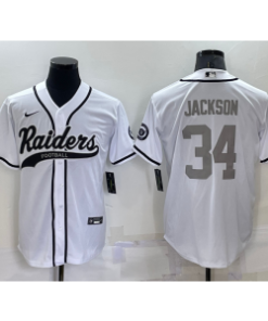 Nike Raiders 34 Bo Jackson White Grey Vapor Baseball Limited Men Jersey