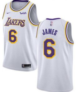Men's Los Angeles Lakers #6 LeBron James White Stitched NBA Jersey