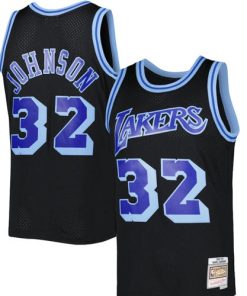 Men's Los Angeles Lakers Magic Johnson Mitchell Ness Black 1984-85 Hardwood Classics Jersey