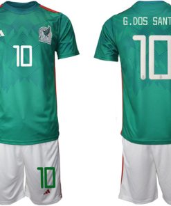 Men's Mexico #10 G.Dos Santos Green Home Soccer Jersey Suit