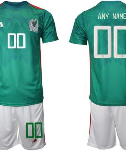 Men's Mexico Custom Green Home Soccer Jersey Suit
