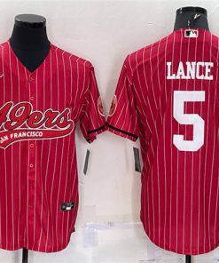 Men's San Francisco 49ers 5 Lance Red With Patch Cool Base Stitched Baseball Jersey