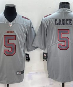 Men's San Francisco 49ers #5 Trey Lance Gray Atmosphere Fashion Stitched Jersey