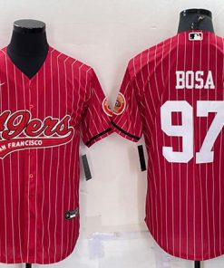 Men's San Francisco 49ers #97 Nick Bosa Red With Patch Cool Base Stitched Baseball Jersey