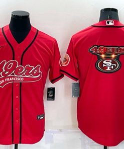 Men's San Francisco 49ers Red Team Big Logo With Patch Cool Base Stitched Baseball Jersey