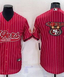 Men's San Francisco 49ers Red Team Big Logo With Patch Cool Base Stitched Baseball Jersey1