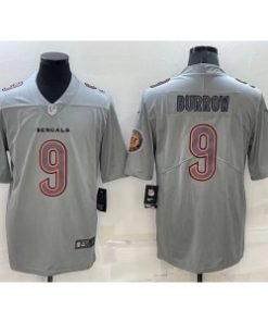 Nike Bengals 9 Joe Burrow Gray Atmosphere Fashion Vapor Limited Men Jersey