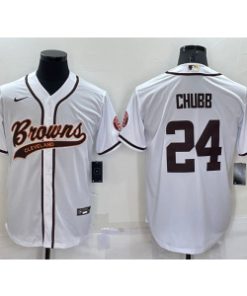 Nike Browns 24 Nick Chubb Brown White Vapor Baseball Limited Men Jersey