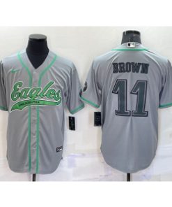 Nike Eagles 11 AJ Brown Grey Vapor Baseball Limited Men Jersey