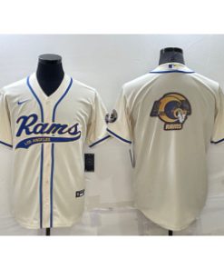 Nike Rams Blank Cream Vapor Baseball Logo Limited Men Jersey