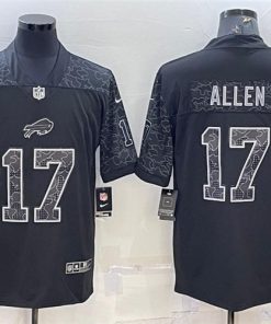 Men's Buffalo Bills #17 Josh Allen Black Reflective Limited Stitched Football Jersey