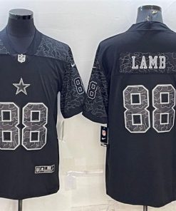 Men's Dallas Cowboys #88 CeeDee Lamb Black Reflective Limited Stitched Football Jersey