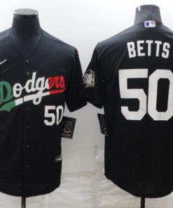 Men's Los Angeles Dodgers #50 Mookie Betts Black Cool Base Stitched Baseball Jersey