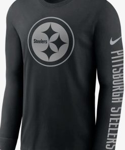 Men's Pittsburgh Steelers New Black Salute To Service Sideline Performance Long Sleeve NFL T-Shirt