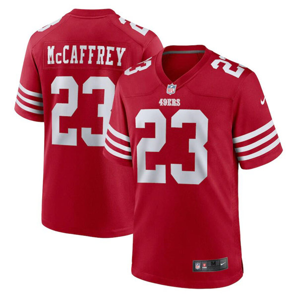 Men’s San Francisco 49ers #23 Christian McCaffrey Red Stitched Jersey ...