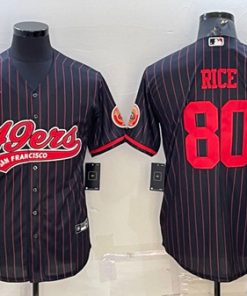 Men's San Francisco 49ers #80 Jerry Rice Black With Patch Cool Base Stitched Baseball Jersey