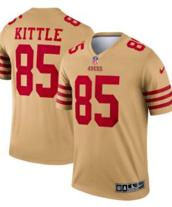Men's San Francisco 49ers #85 George Kittle 2022 New Gold Inverted Legend Stitched Football Jersey