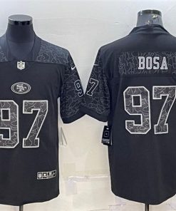 Men's San Francisco 49ers #97 Nick Bosa Black Reflective Limited Stitched Football Jersey