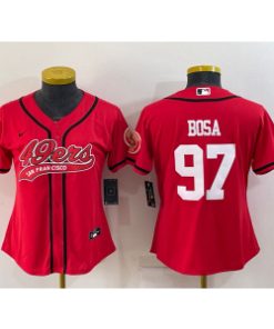 Nike 49ers 97 Nick Bosa Red Vapor Baseball Limited Women Jersey