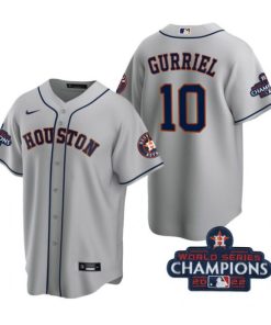 Astros 10 Yuli Gurriel Gray 2022 World Series Champions Cool Base Jersey