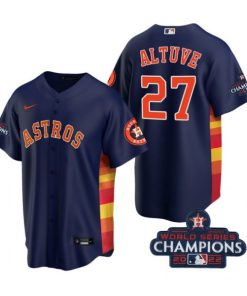 Astros 27 Jose Altuve Navy 2022 World Series Champions Cool Base Jersey