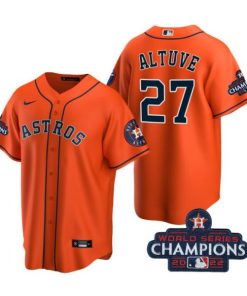 Astros 27 Jose Altuve Orange 2022 World Series Champions Cool Base Jersey