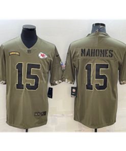 Nike Kansas City Chiefs 15 Patrick Mahomes Olive 2022 Salute To Service Limited Men Jersey