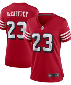Women's NFL San Francisco 49ers #23 Christian McCaffrey Red Stitched Game Jersey(Run Small)