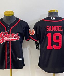 Women's San Francisco 49ers #19 Deebo Samuel Black With Patch Cool Base Stitched Baseball Jersey(Run Small)