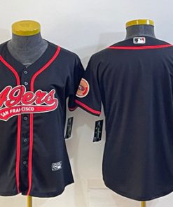 Women's San Francisco 49ers Blank Black With Patch Cool Base Stitched Baseball Jersey(Run Small)