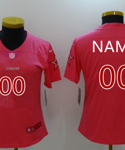 Women Dallas Cowboys Customized Pink NFL Jersey