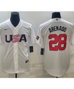 MLB Cardinals USA Baseball 28 Nolan Arenado White 2023 World Baseball Classic Men Jersey 3