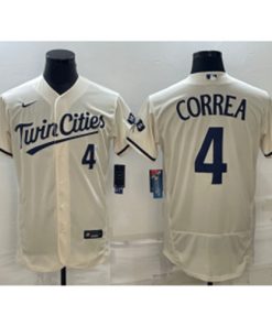 MLB Twins 4 CARLOS CORREA Cream Nike Flexbase Men Jersey