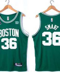 Men's Boston Celtics #36 Marcus Smart Green No.6 Patch Stitched Basketball Jersey