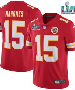 Men Kansas City Chiefs #15 Patrick Mahomes Red Super Bowl LVII Patch Vapor Untouchable Limited Stitched Jersey