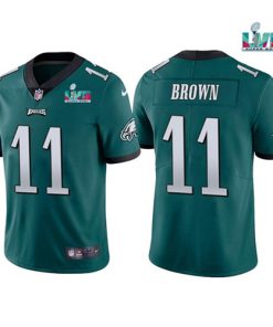 Men's Philadelphia Eagles #11 A. J. Brown Green Super Bowl LVII Patch Vapor Untouchable Limited Stitched Jersey