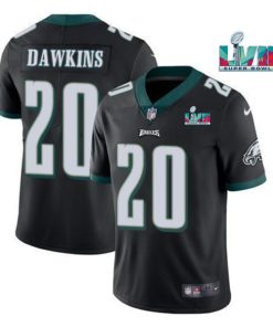 Men's Philadelphia Eagles #20 Brian Dawkins Black Super Bowl LVII Patch Vapor Untouchable Limited Stitched Jersey