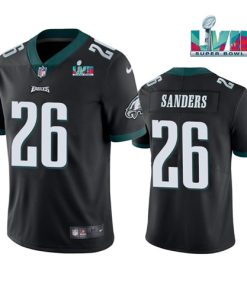 Men's Philadelphia Eagles #26 Miles Sanders Black Super Bowl LVII Patch Vapor Untouchable Limited Stitched Jersey