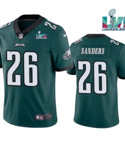 Men's Philadelphia Eagles #26 Miles Sanders Green Super Bowl LVII Patch Vapor Untouchable Limited Stitched Jersey